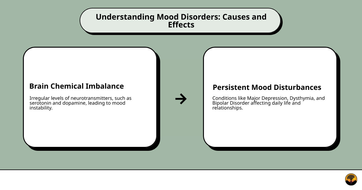A detailed infographic about Mood Disorders - Mood disorder infographic cause_effect_text